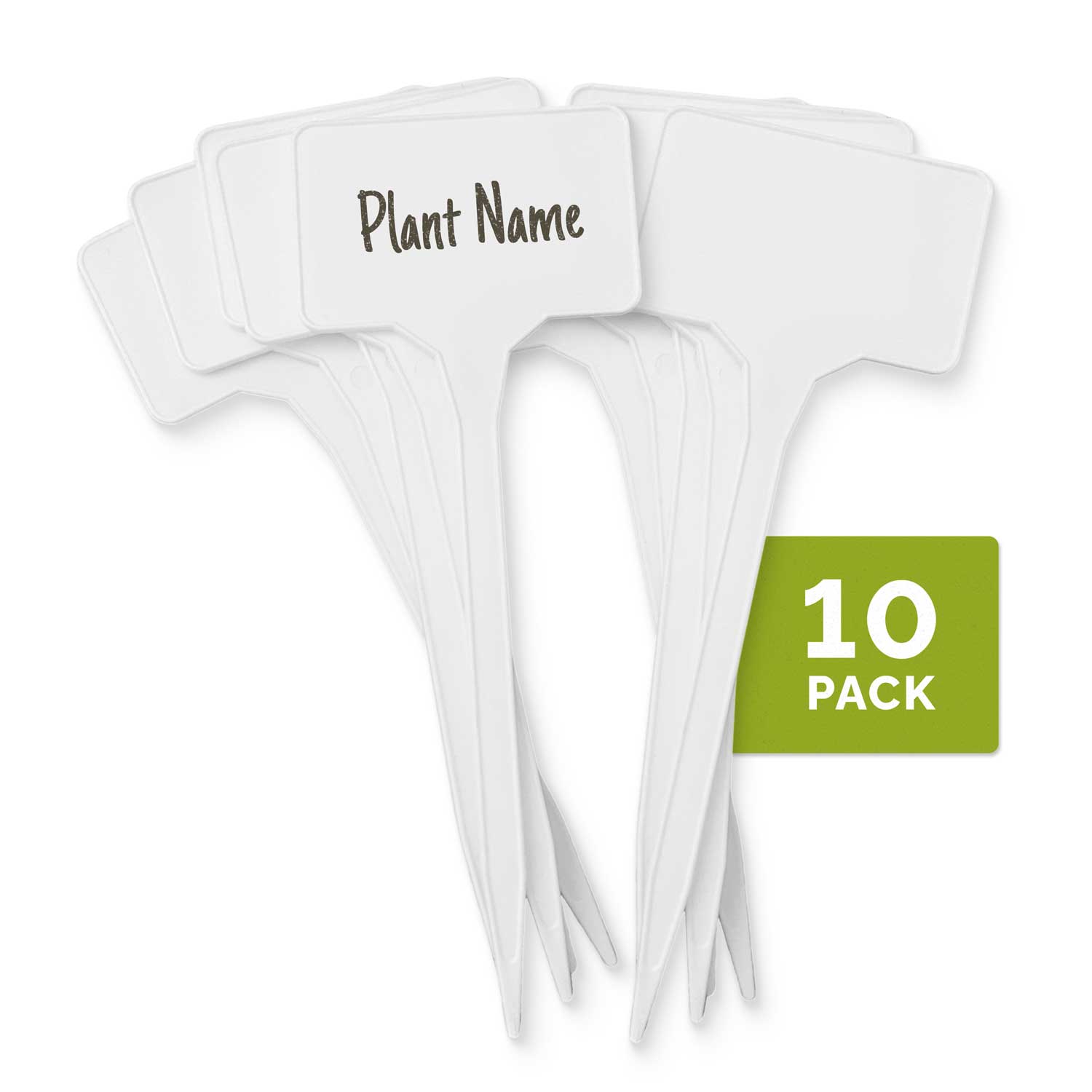 White garden labels for marking plant and seedling varieties in a garden or pot.