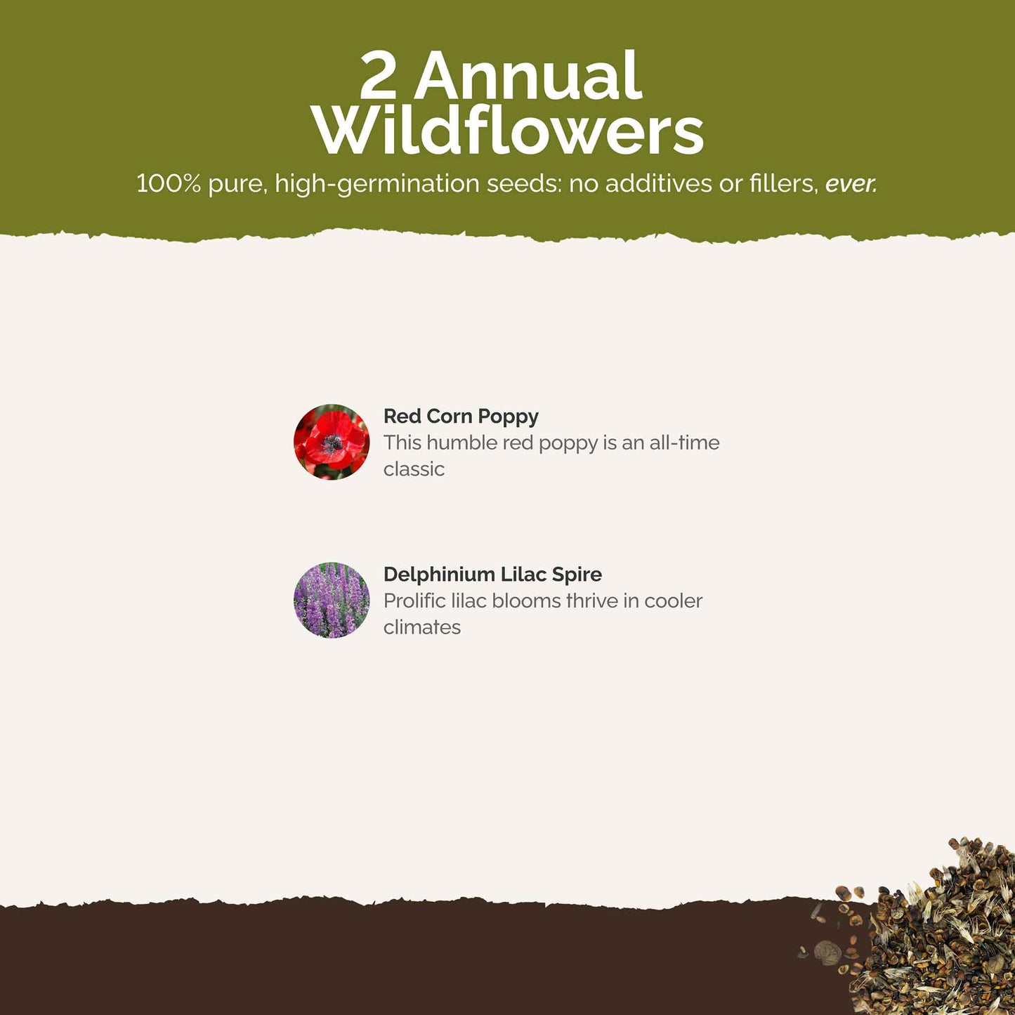 List of flower species and seeds included in the Wildflower Seed Mix.