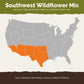 A map of the united states highighting states contained within the southwest mix